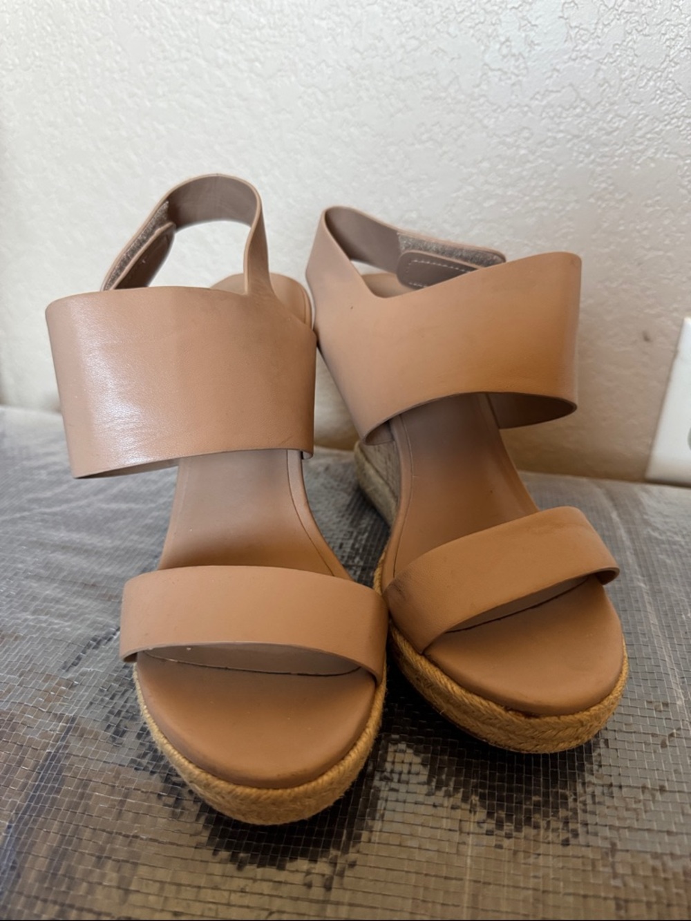 Charles By Charles David Nude Tan Espadrille Wedge Sandals